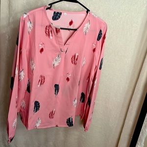 Pink feathered blouse